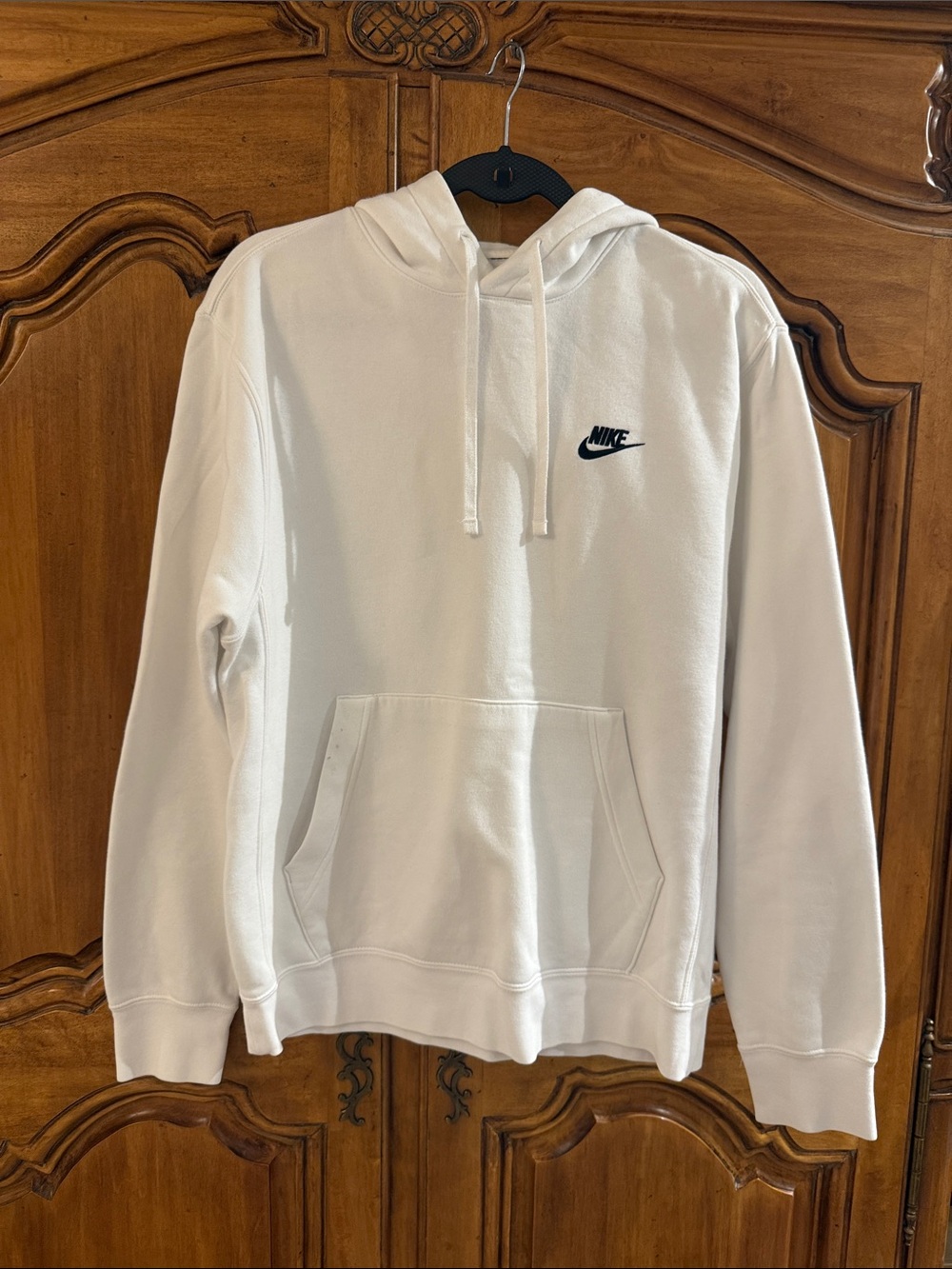 Nike White Hoodie with Black Swoosh Logo
